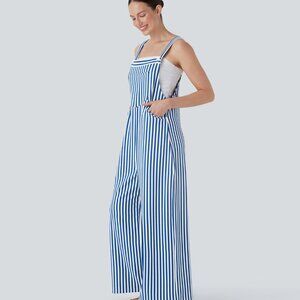 HALARA Pockets Stripe Waffle Overalls